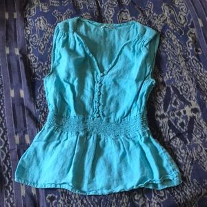 Banana republic turquoise linen top